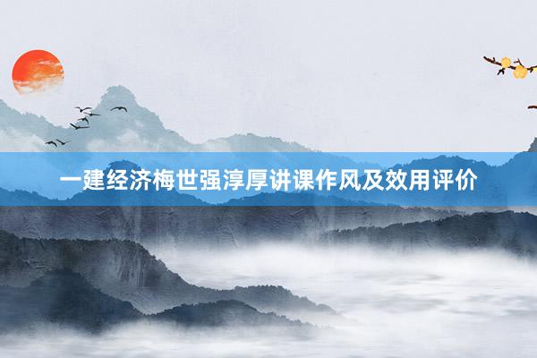 一建经济梅世强淳厚讲课作风及效用评价